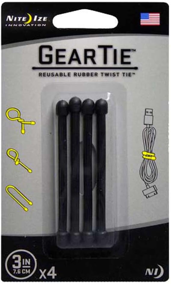 Nite Ize Original Gear Tie Reusable Rubber Twist Tie 3 Inch