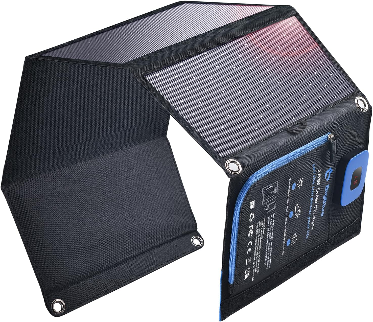 BigBlue 28W Solar Panel Charger with Digital Ammeter