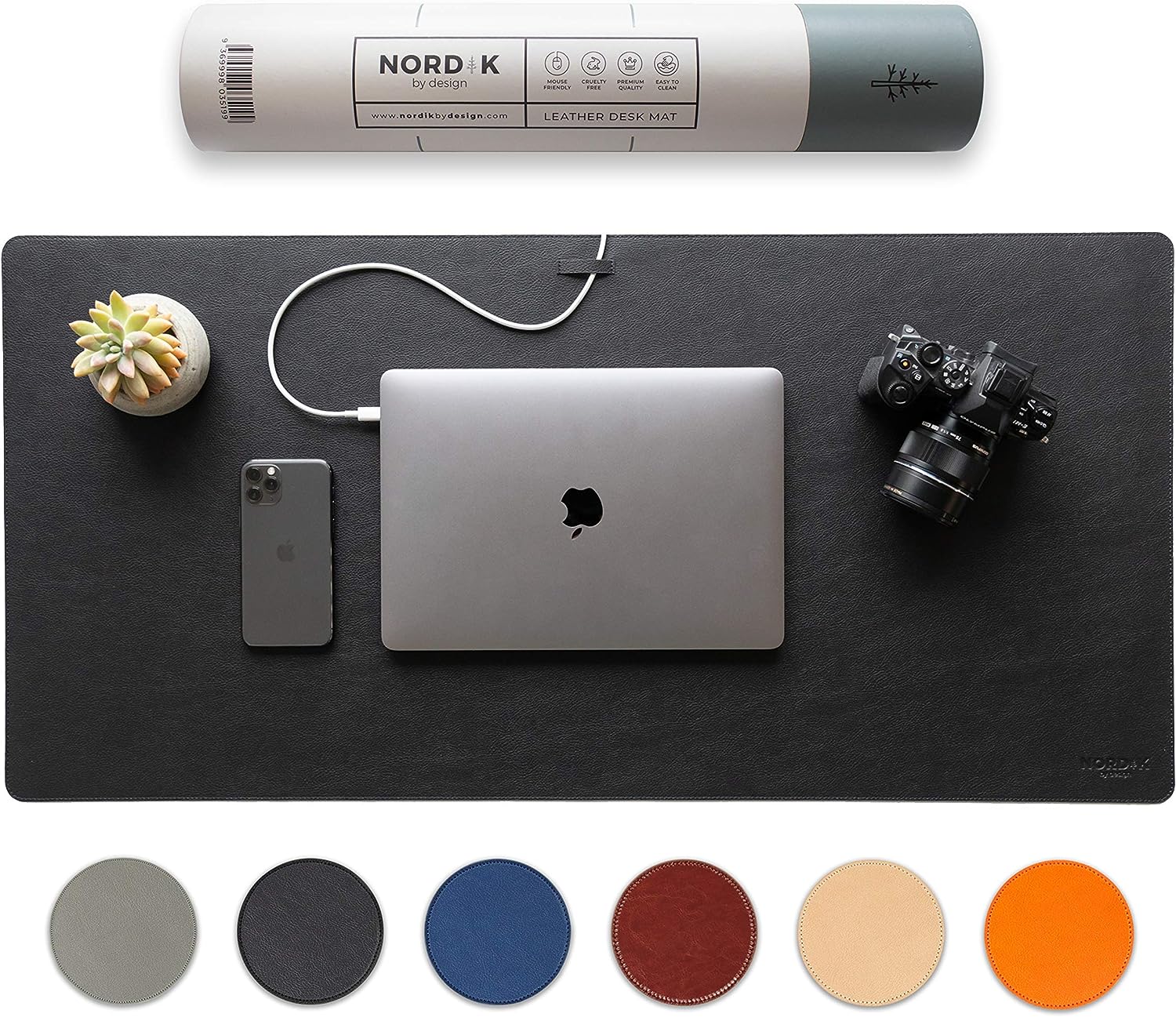 Nordik Leather Desk Mat with Cable Organizer