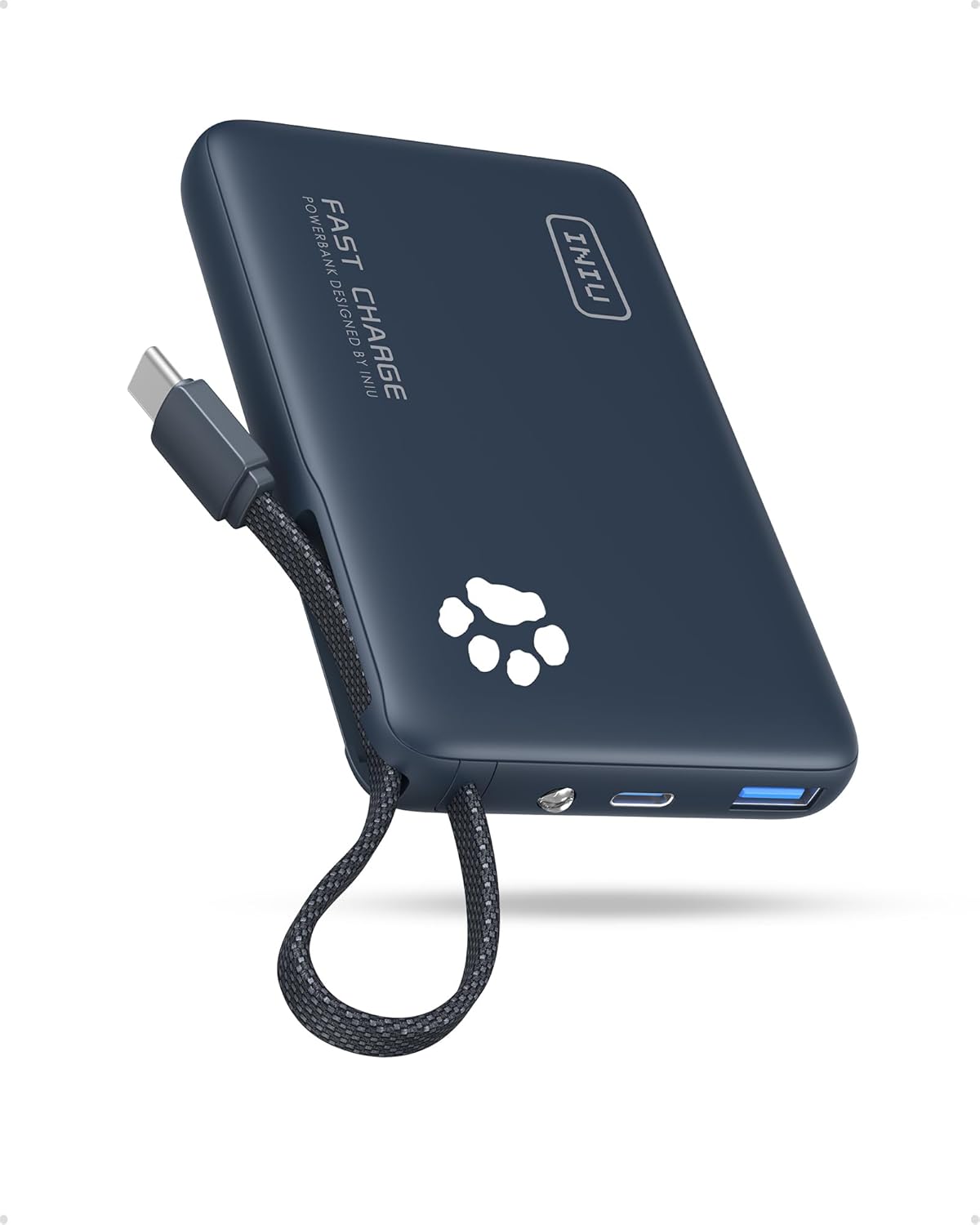 INIU 10000mAh Power Bank with Built-in USB-C Cable