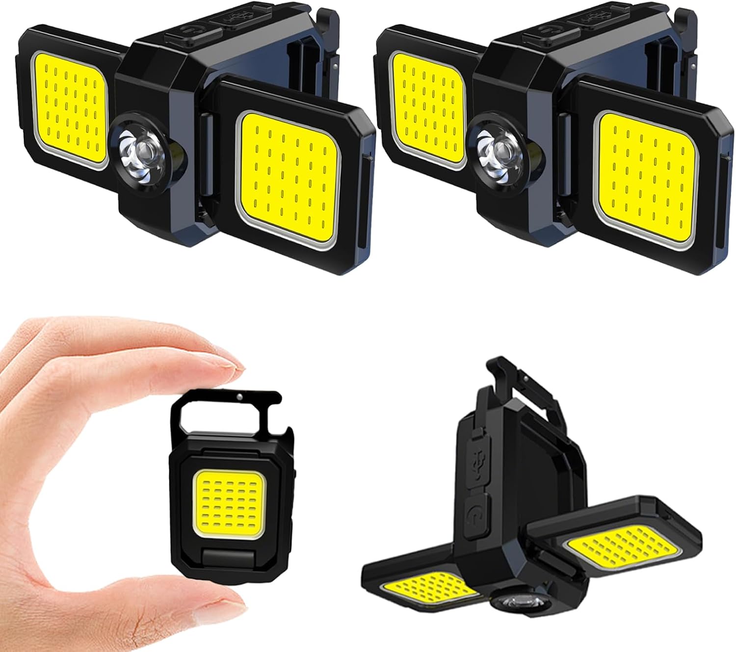 MAKDAK Rechargeable Foldable Keychain Work Light 2-Pack